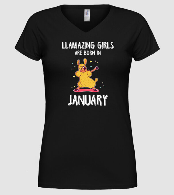 Llamazing girls are born in january model negru pe tricou