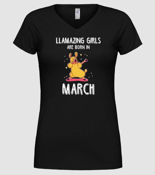 llamazing girls are born in march model negru pe tricou