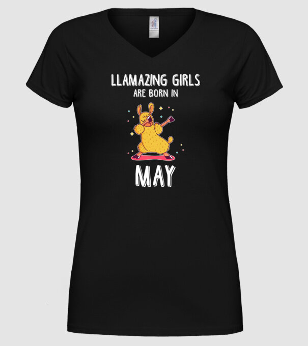 Llamazing girls are born in may model negru pe tricou