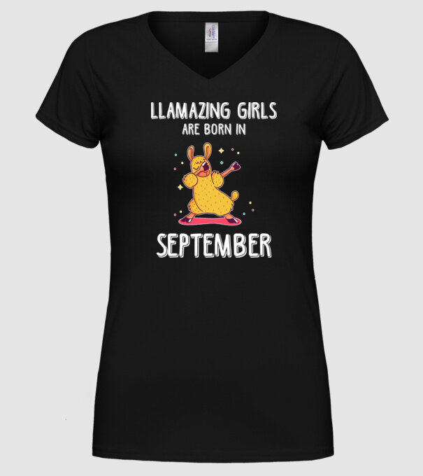 Llamazing girls are born in september model negru pe tricou