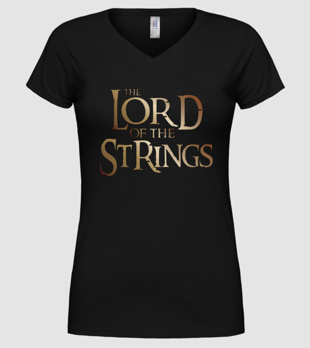 Lord of the Strings model negru pe tricou