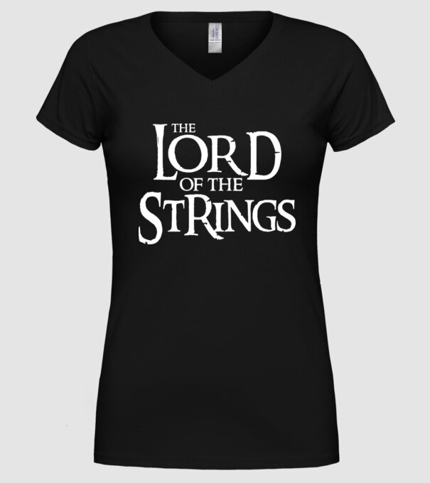 Lord of the Strings model negru pe tricou