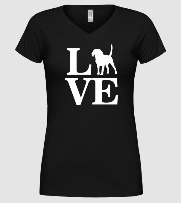 LOVE BEAGLE model negru pe tricou