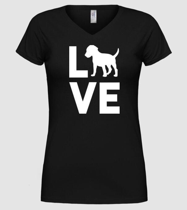 LOVE Beagle model negru pe tricou