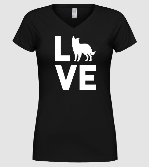 LOVE Border Collie model negru pe tricou