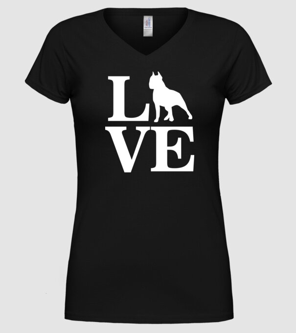 LOVE BULLDOG model negru pe tricou