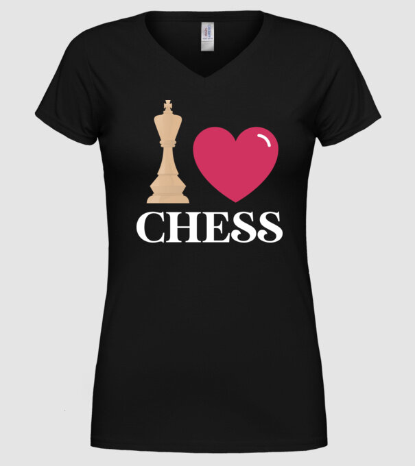Love chess model negru pe tricou