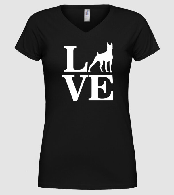 LOVE DOBBERMAN model negru pe tricou