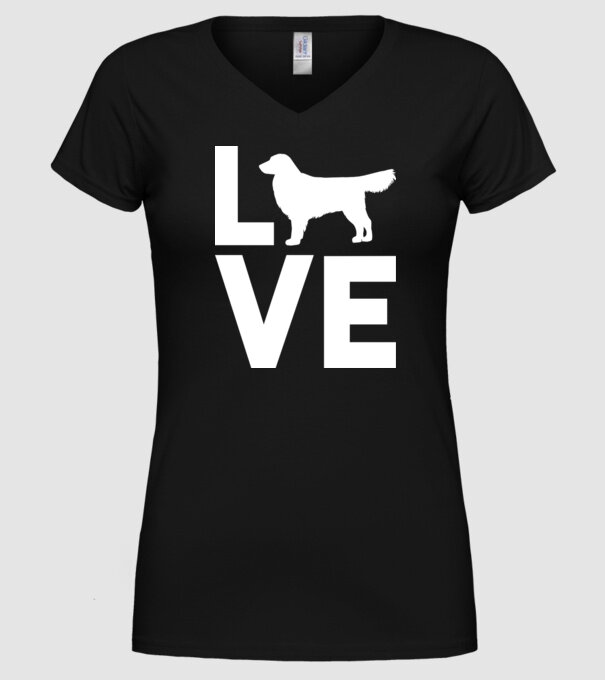 LOVE Golden Retriever model negru pe tricou