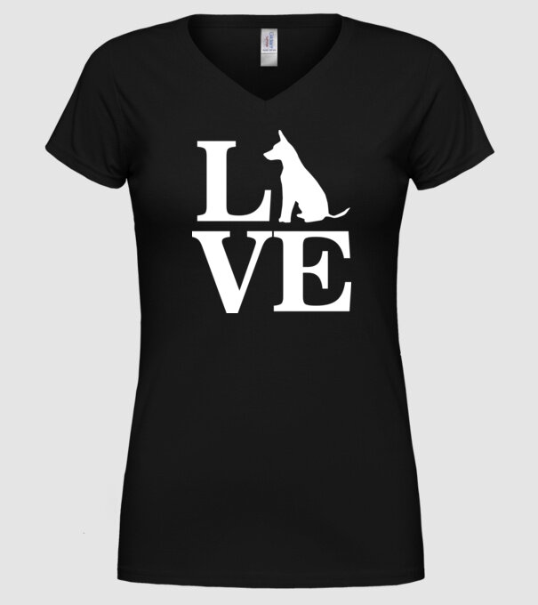 Love câini model negru pe tricou