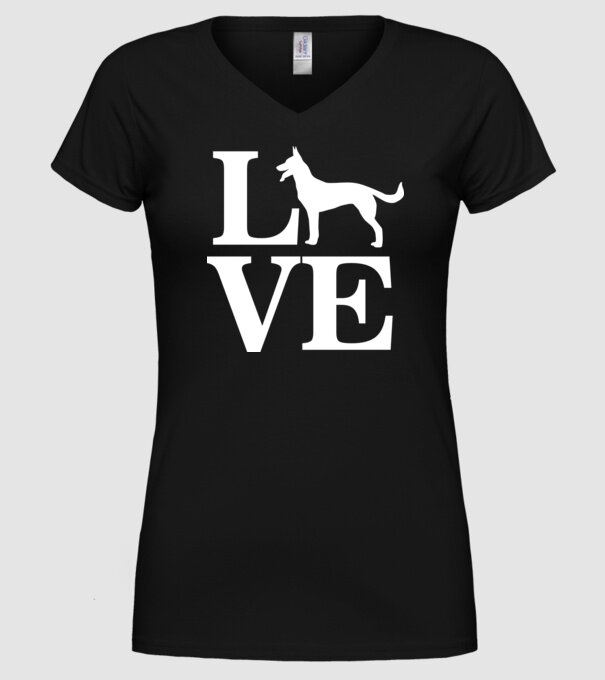 LOVE CIOBANESC GERMAN model negru pe tricou