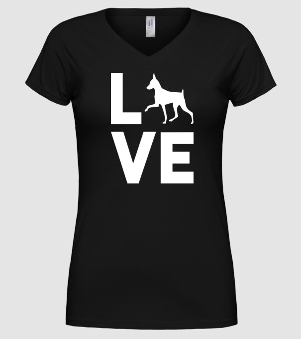 LOVE Pinscher model negru pe tricou