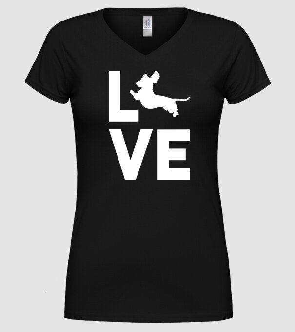 LOVE Teckel model negru pe tricou