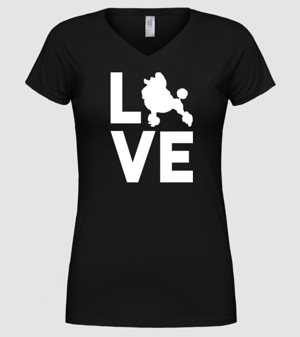 LOVE Pudel model negru pe tricou