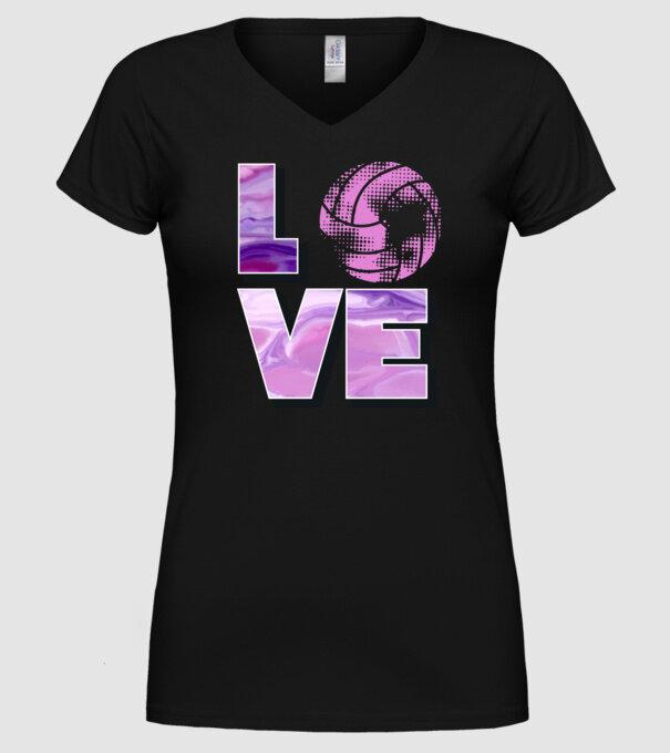 Love volleyball model negru pe tricou