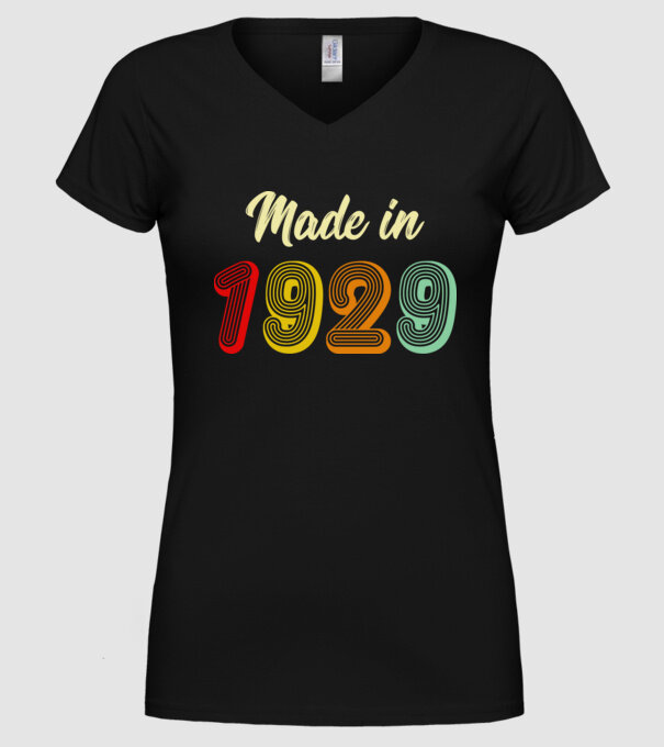 made in 1929 retro model negru pe tricou