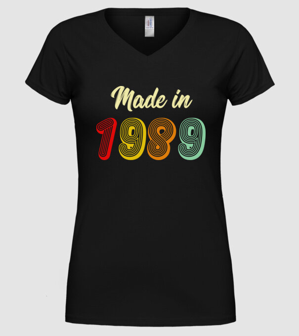 made in 1989 retro model negru pe tricou