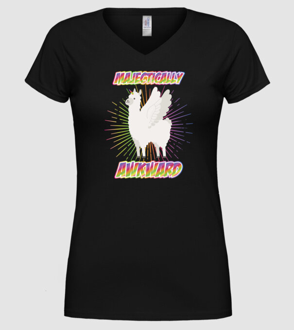 Majestically Awkward model negru pe tricou