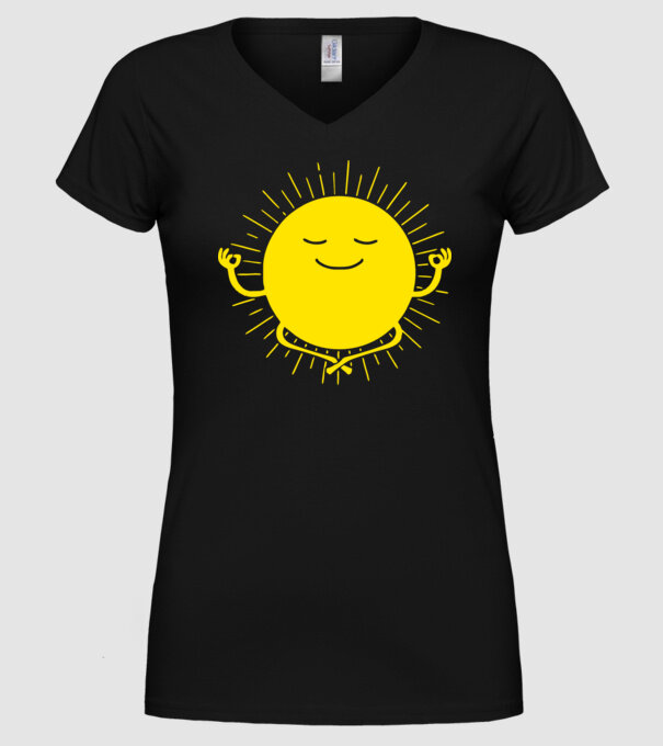 Soare meditând model negru pe tricou