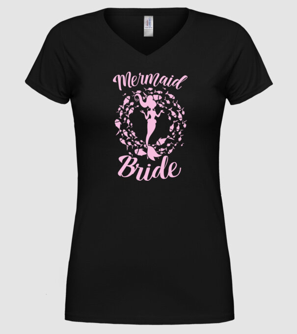 Mermaid Bride model negru pe tricou