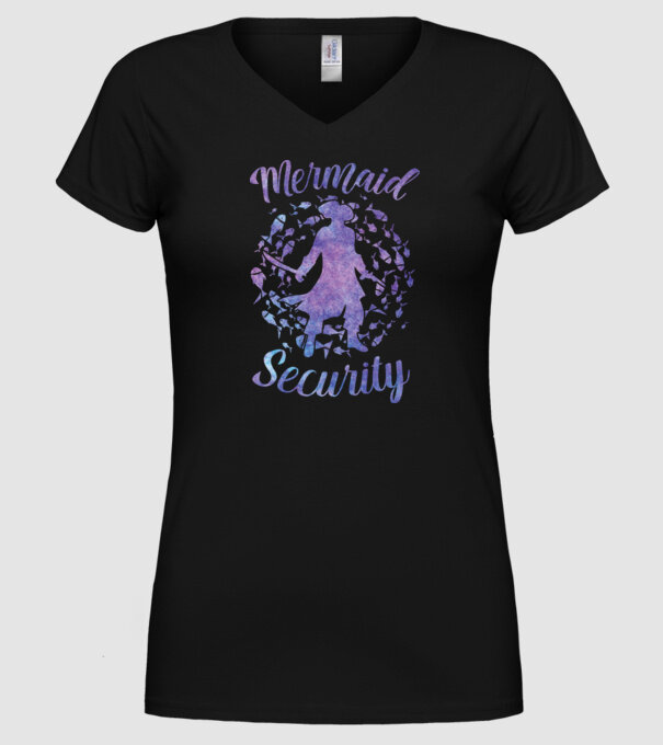 Mermaid Security boys aquarell model negru pe tricou