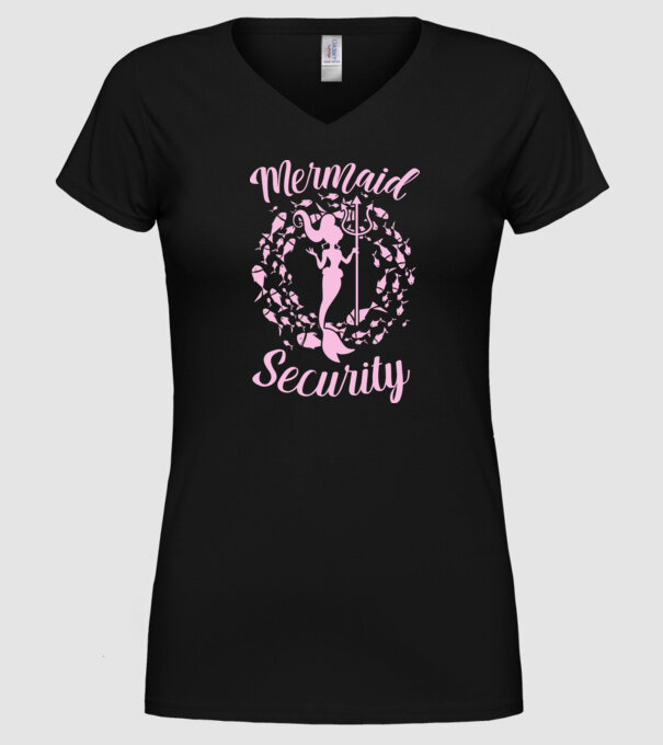 Mermaid Security girls model negru pe tricou