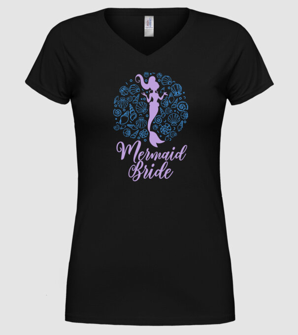 MermaidTeam Bride model negru pe tricou