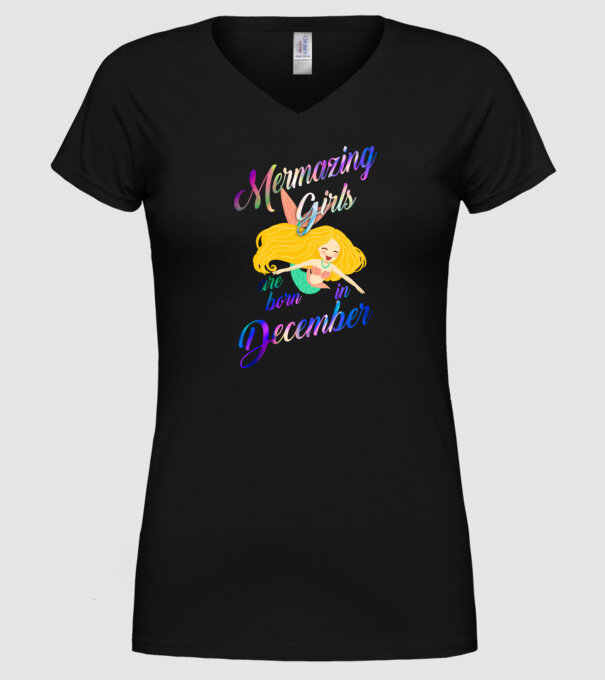 Mermazing girls are born december model negru pe tricou