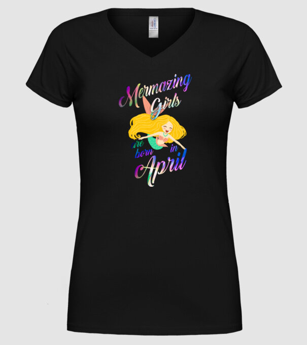 Mermazing girls are born in april model negru pe tricou