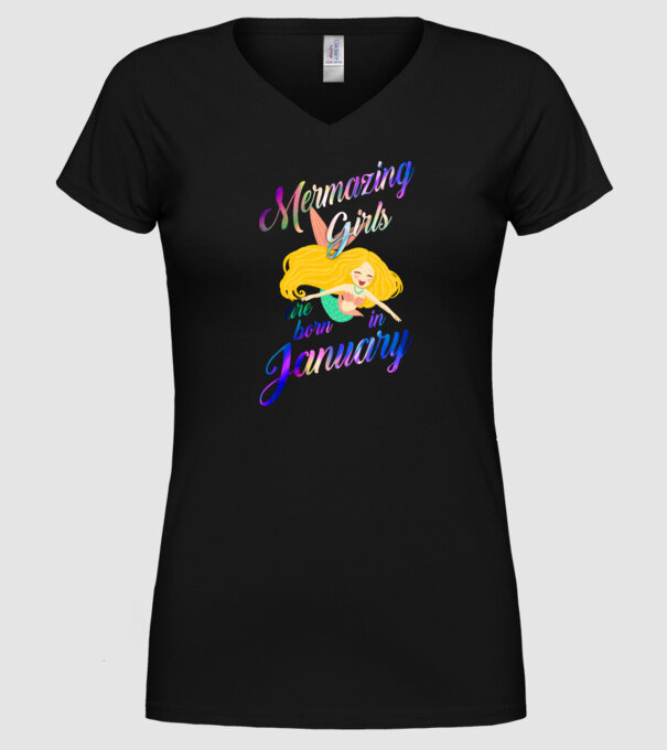 Mermazing girls are born january model negru pe tricou