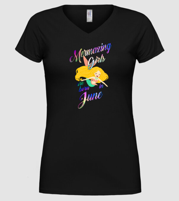 Mermazing girls are born june model negru pe tricou