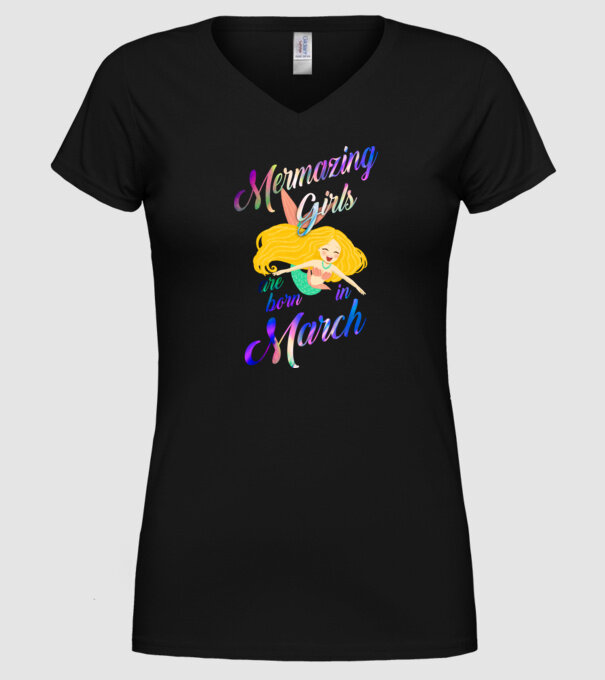 Mermazing girls are born march model negru pe tricou
