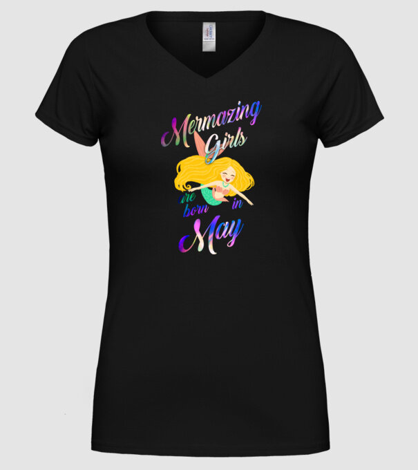 Mermazing girls are born may model negru pe tricou