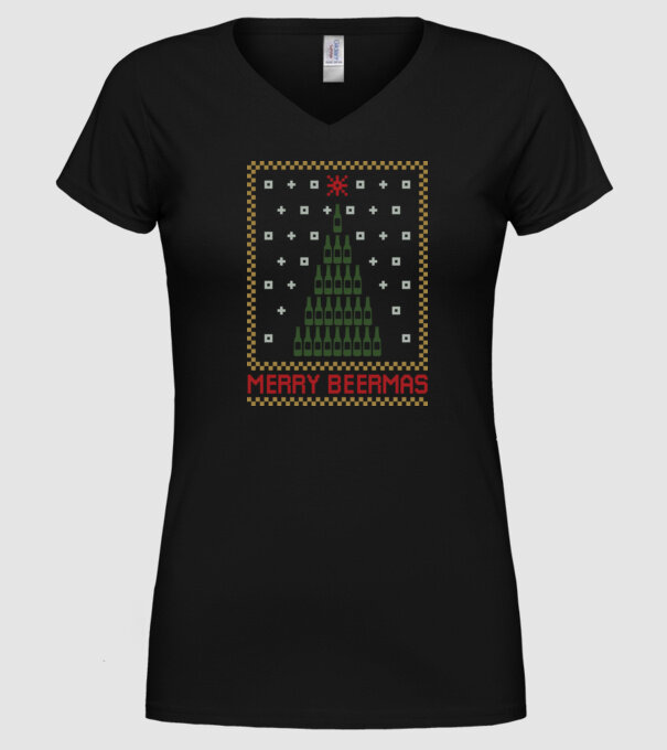 Merry Beermas model negru pe tricou