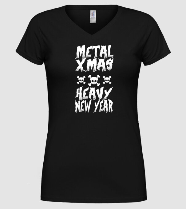 Metal x-mas - Heavy new year model negru pe tricou