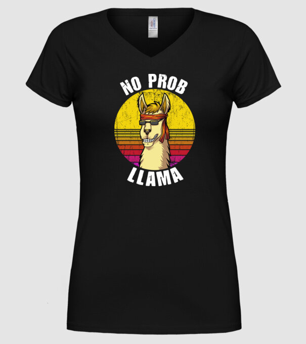 No Prob LLama - Láma model negru pe tricou