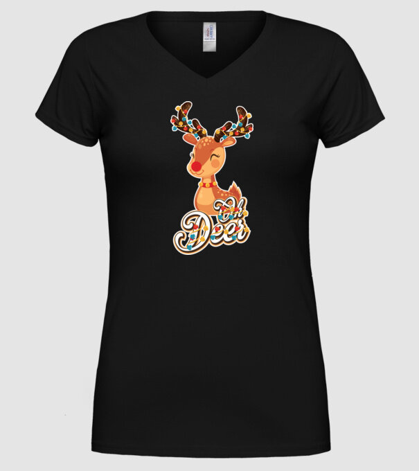 Oh deer model negru pe tricou