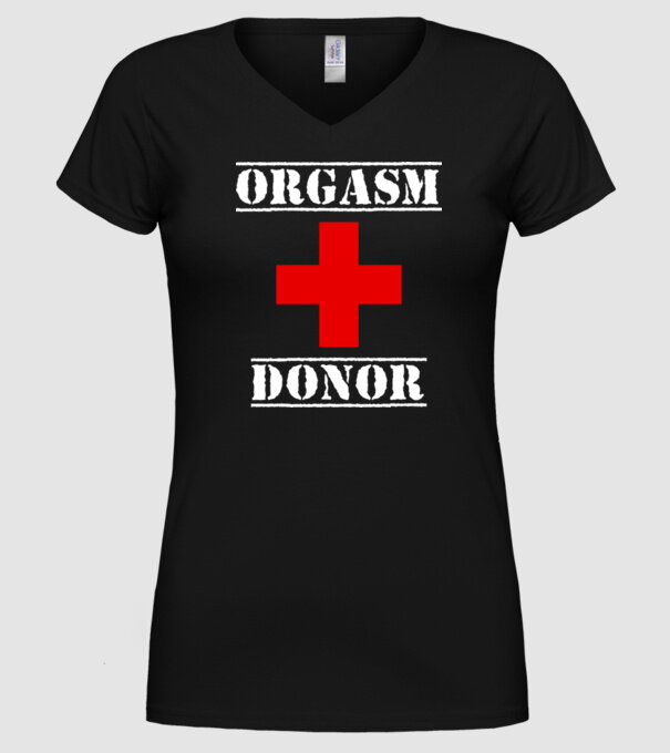 Orgasm Donor model negru pe tricou
