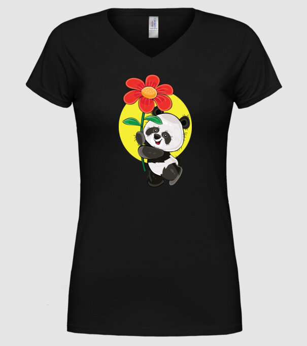Dragoste panda model negru pe tricou