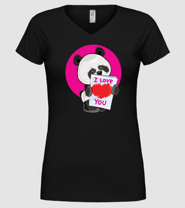 dragoste panda model negru pe tricou