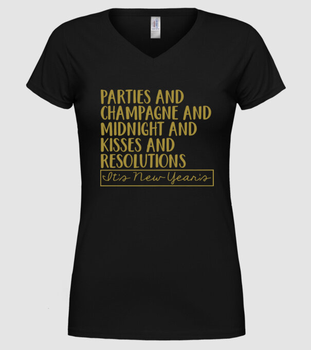 Parties champagne model negru pe tricou