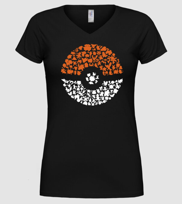 Pokeball model negru pe tricou