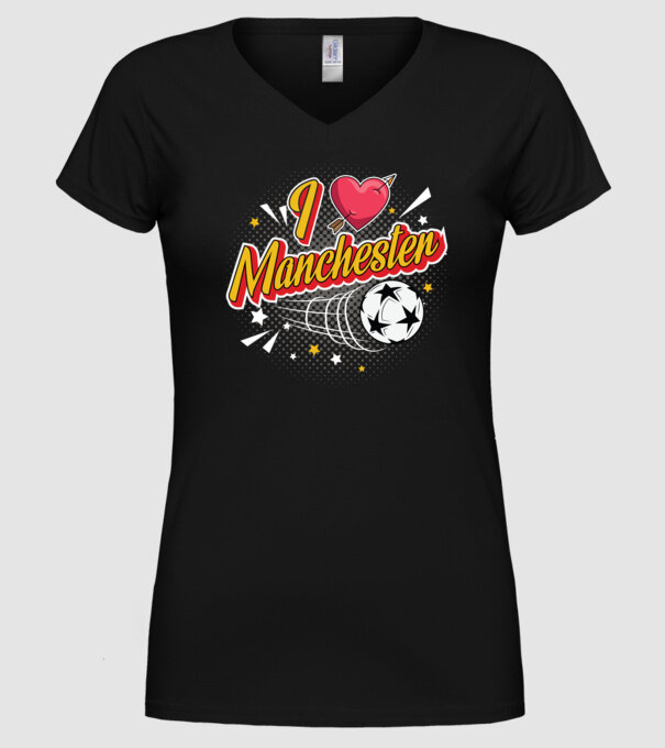 Popart Manchester model negru pe tricou