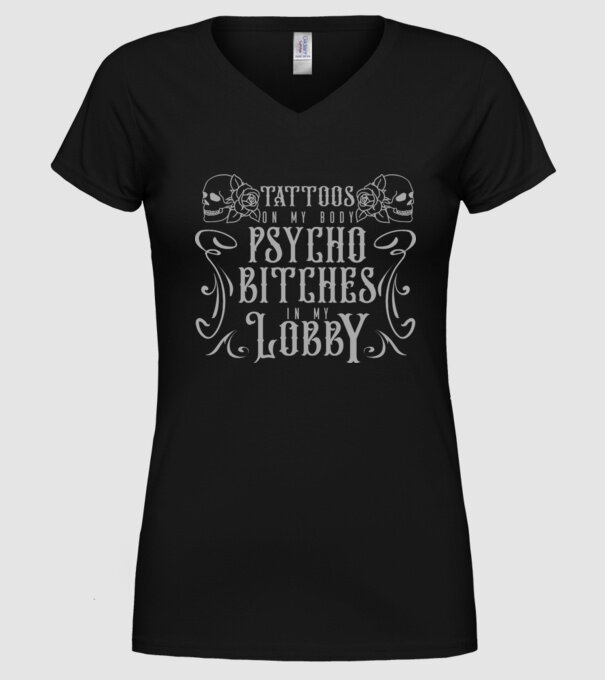 Psycho bitches model negru pe tricou