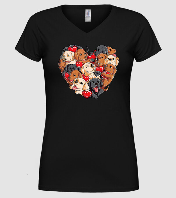 Puppy Heart model negru pe tricou