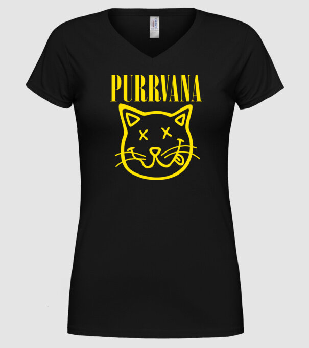 PURRVANA model negru pe tricou