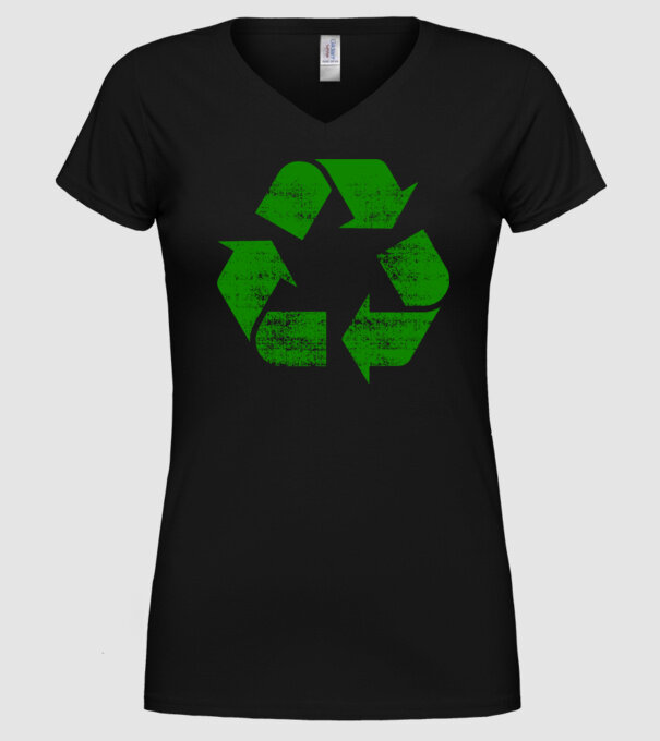 RECYCLE model negru pe tricou