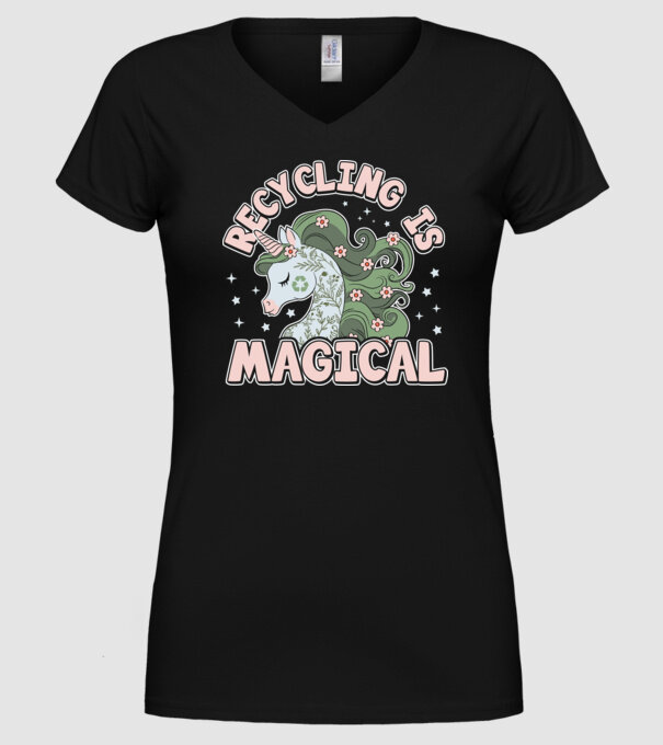 Recycling is magical model negru pe tricou