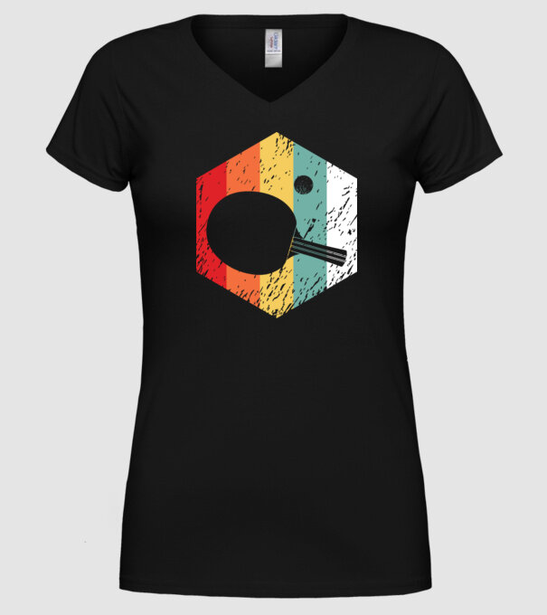 Retro Ping Pong model negru pe tricou