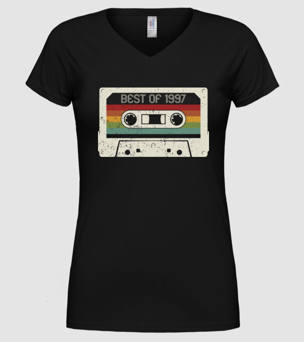 retro tape 1997 vintage model negru pe tricou
